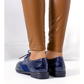 Granatowe lakierowane oksfordki Holanda 1