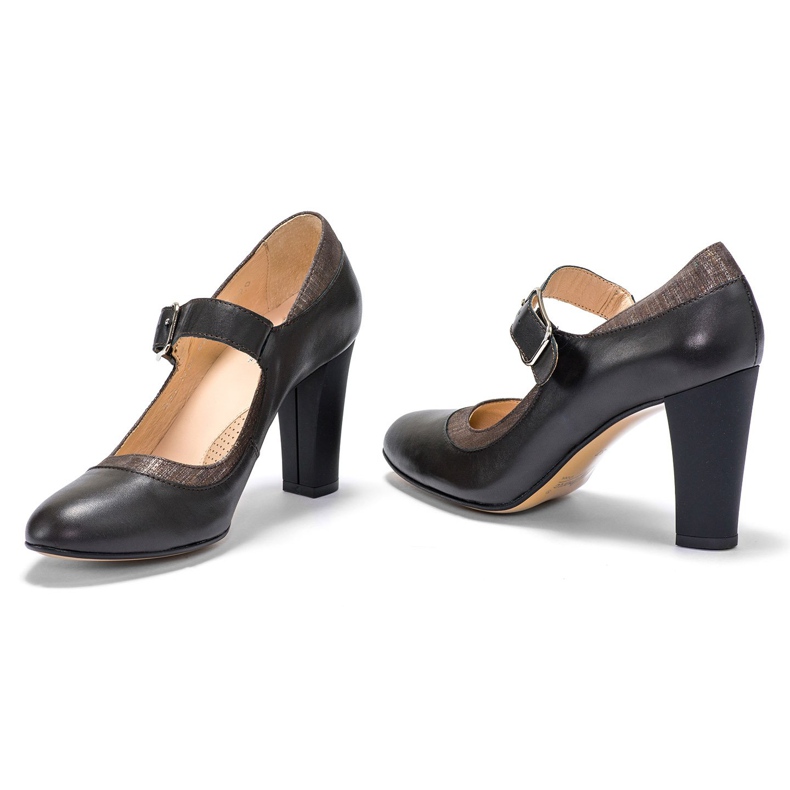 Marco Shoes Brązowe czółenka 0932P z zapięciem 2