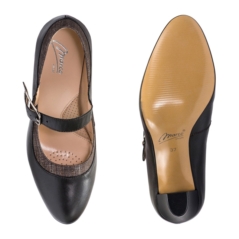 Marco Shoes Brązowe czółenka 0932P z zapięciem 1