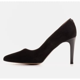 Marco Shoes Eleganckie czarne szpilki z zamszu naturalnego 2