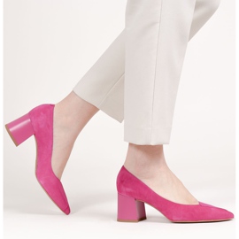 Marco Shoes Eleganckie różowe czółenka 1434P damskie z zamszu 2