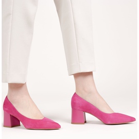 Marco Shoes Eleganckie różowe czółenka 1434P damskie z zamszu 1
