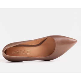 Marco Shoes Czółenka z brązowej skóry z owijanym obcasem beżowy 2