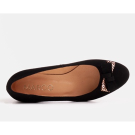 Marco Shoes Czarne baleriny z obcasem z czarnego lakieru 2