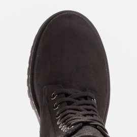 Marco Shoes Sznurowane botki z nubuku czarne 4