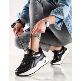 Ideal Shoes Sneakersy Na Platformie czarne 1