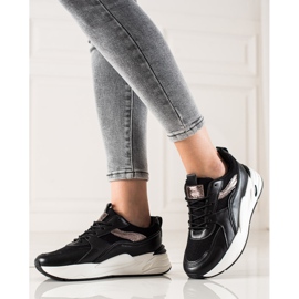 Ideal Shoes Sneakersy Na Platformie czarne 3