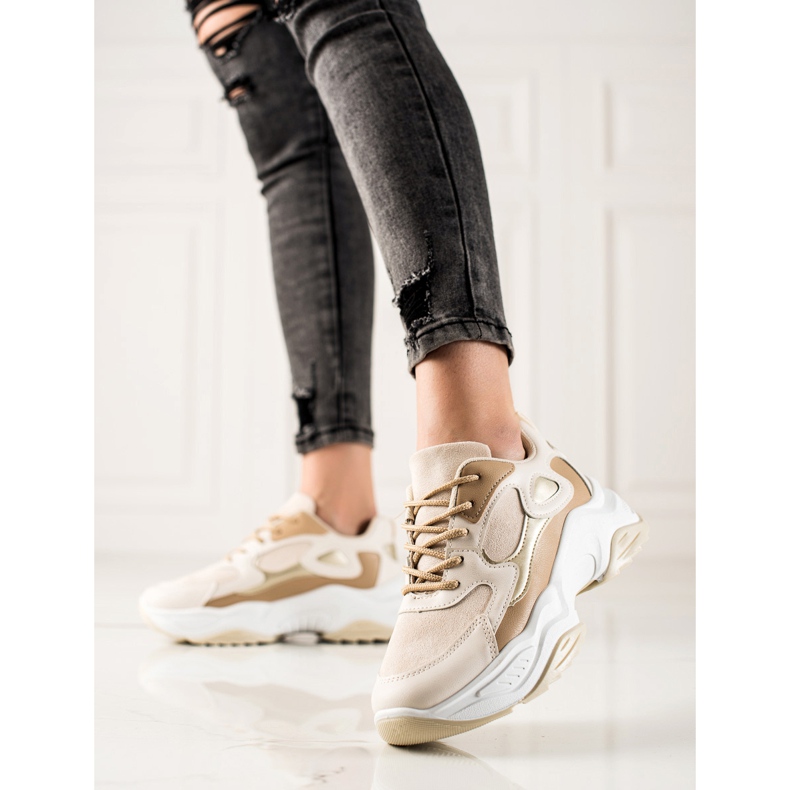 Marquiz Modne Sneakersy beżowy brązowe 1