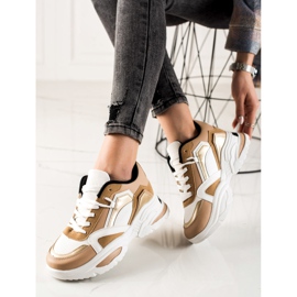 TRENDI Sneakersy Fashion białe brązowe 3