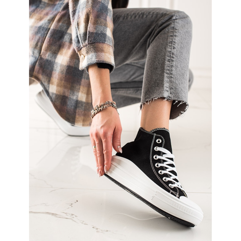 TRENDI Modne Trampki Na Platformie czarne 1