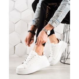 Fashion Modne Sneakersy Na Platformie białe 2