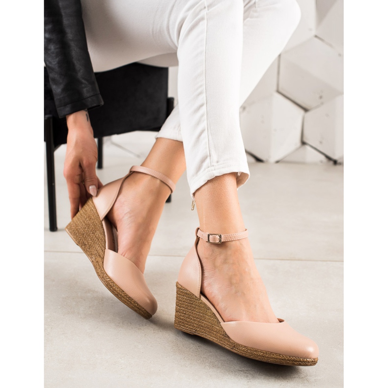 W. Potocki Sandały Czółenka Na Koturnie Potocki beżowy 1