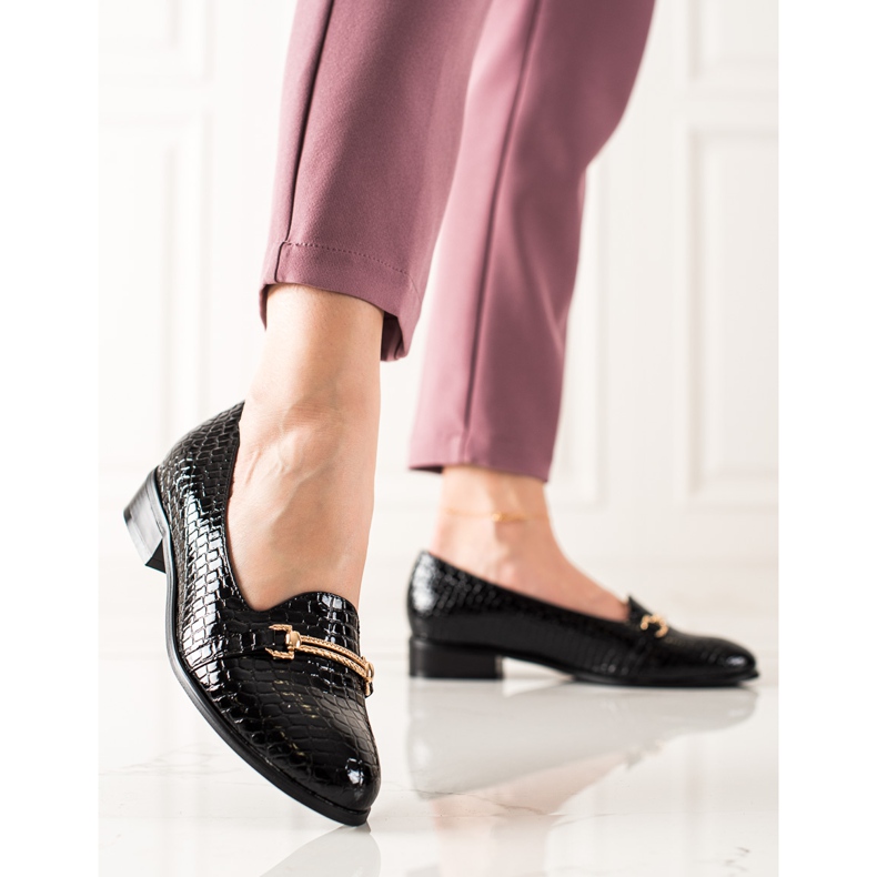 W. Potocki Eleganckie półbuty z ozdobą Potocki czarne 1