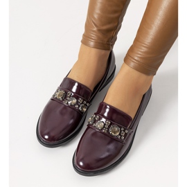 Bordowe mokasyny Shinn czerwone wielokolorowe 1