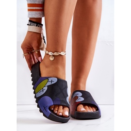 PS1 Gumowe Klapki Z Nadrukiem Czarne Monsters granatowe 2