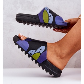 PS1 Gumowe Klapki Z Nadrukiem Czarne Monsters granatowe 1