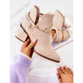 PS1 Zamszowe Botki Kowbojki Z Paskami Beżowe Inessa beżowy 1