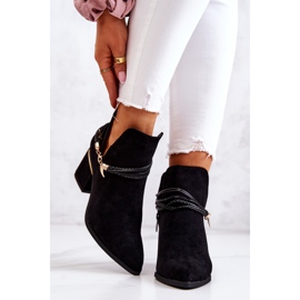 PS1 Zamszowe Botki Kowbojki Z Paskami Czarne Inessa 2