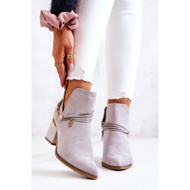 PS1 Zamszowe Botki Kowbojki Z Paskami Szare Inessa 2