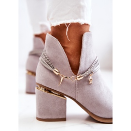 PS1 Zamszowe Botki Kowbojki Z Paskami Szare Inessa 1