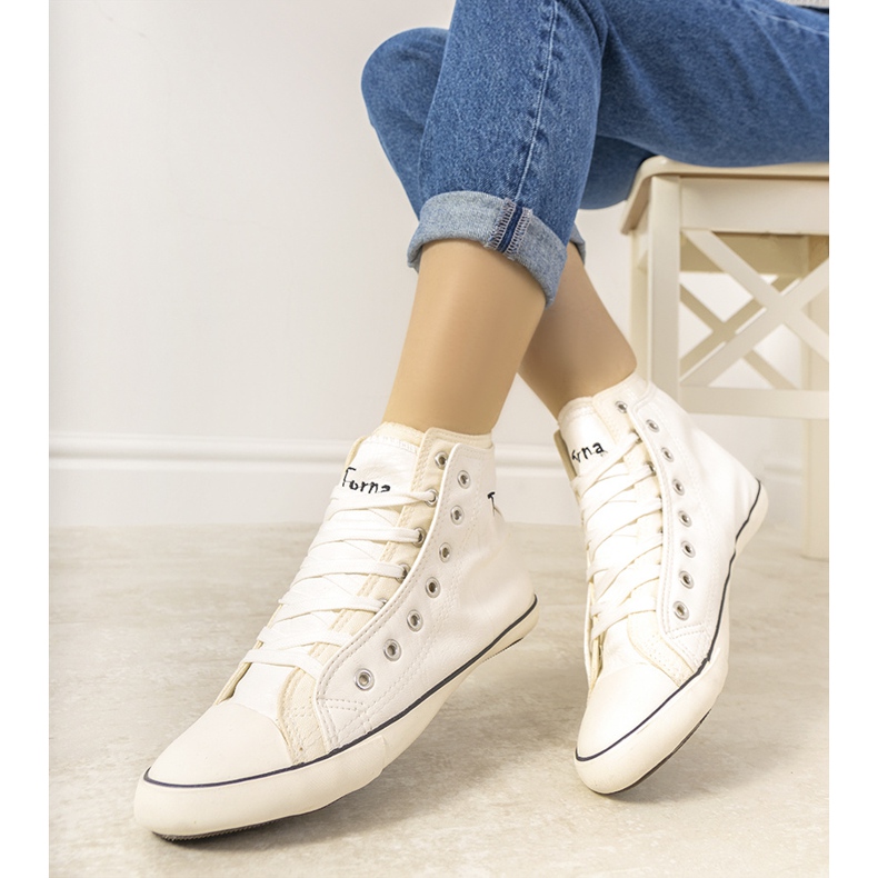 #uszkodzone# Białe trampki damskie za kostkę Torna #USZKODZONE# 1