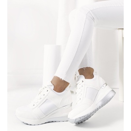 Białe sneakersy na koturnie Lockett srebrny 1