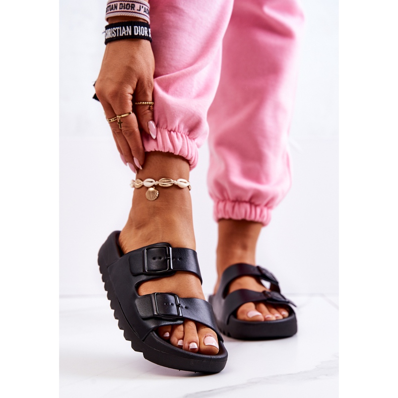 PS1 Gumowe Klapki Na Platformie Czarne Westie 2