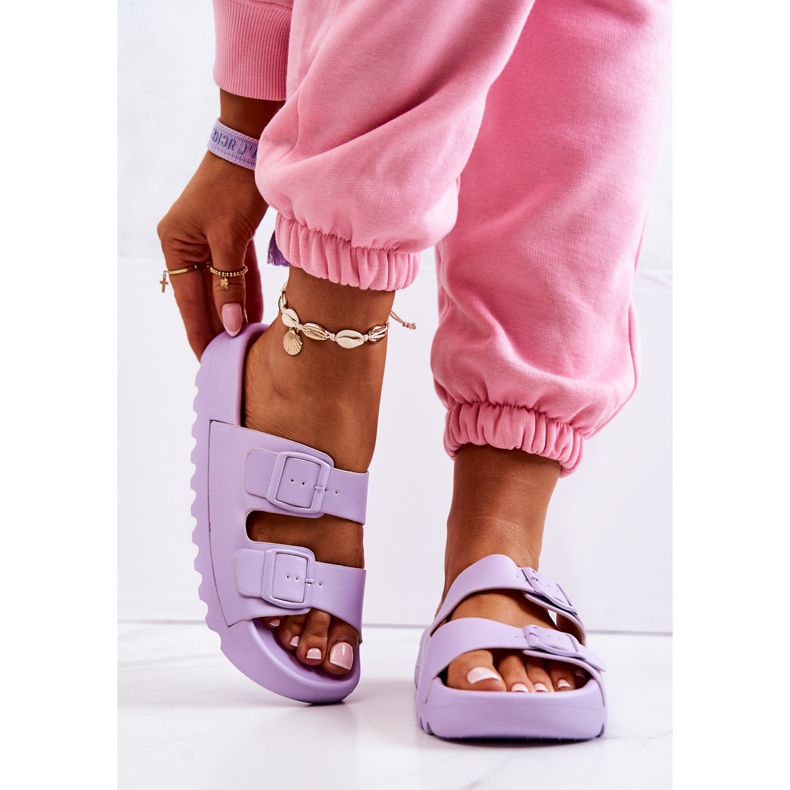 PS1 Gumowe Klapki Na Platformie Fioletowe Westie 2