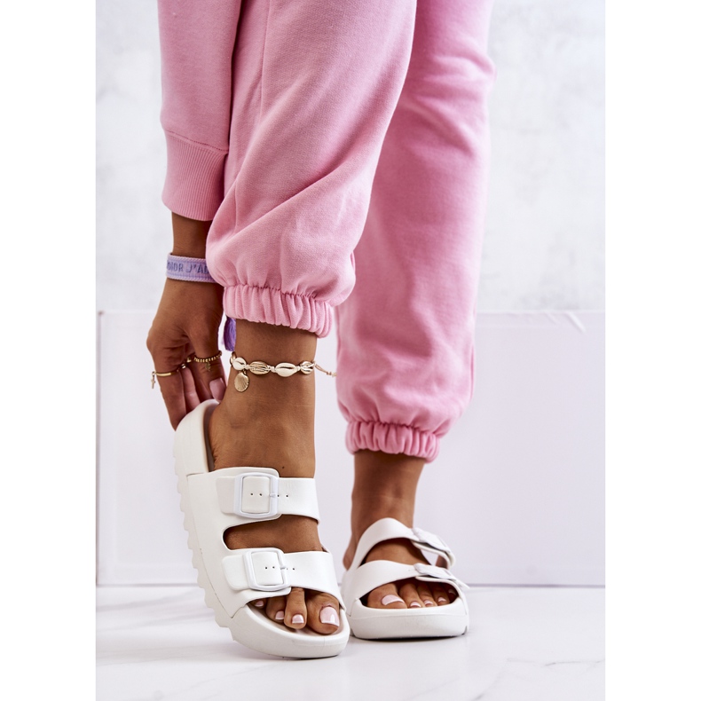 PS1 Gumowe Klapki Na Platformie Białe Westie 1