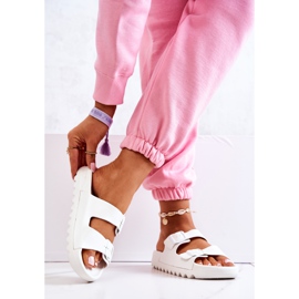 PS1 Gumowe Klapki Na Platformie Białe Westie 2