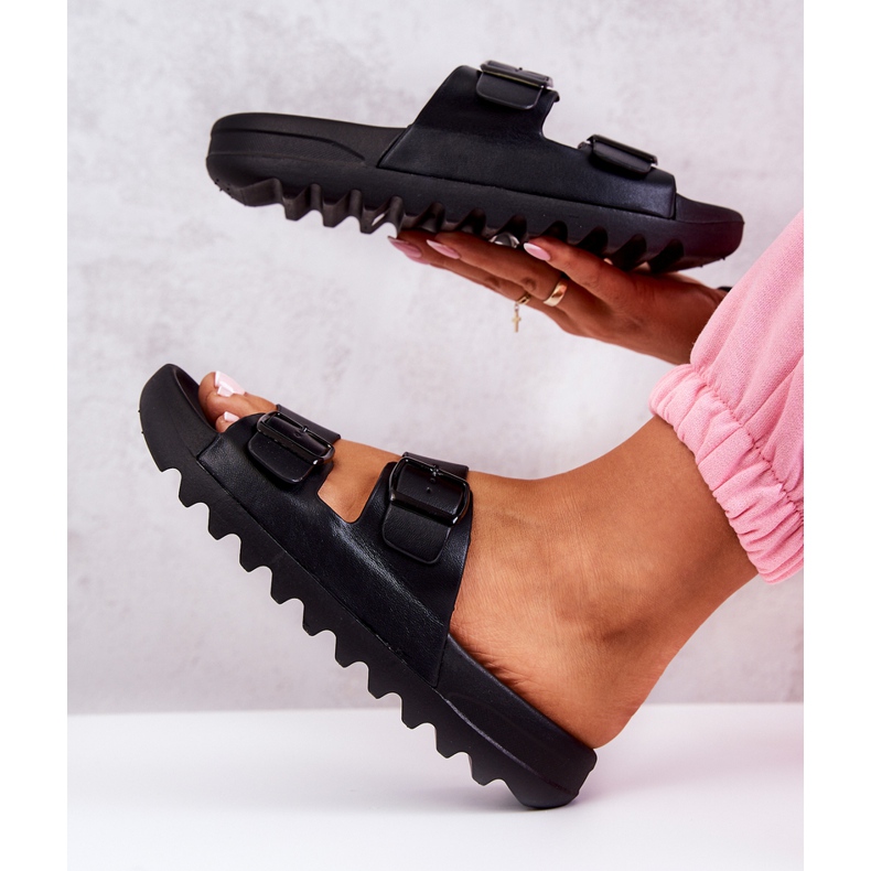 PS1 Gumowe Klapki Na Platformie Czarne Westie 1