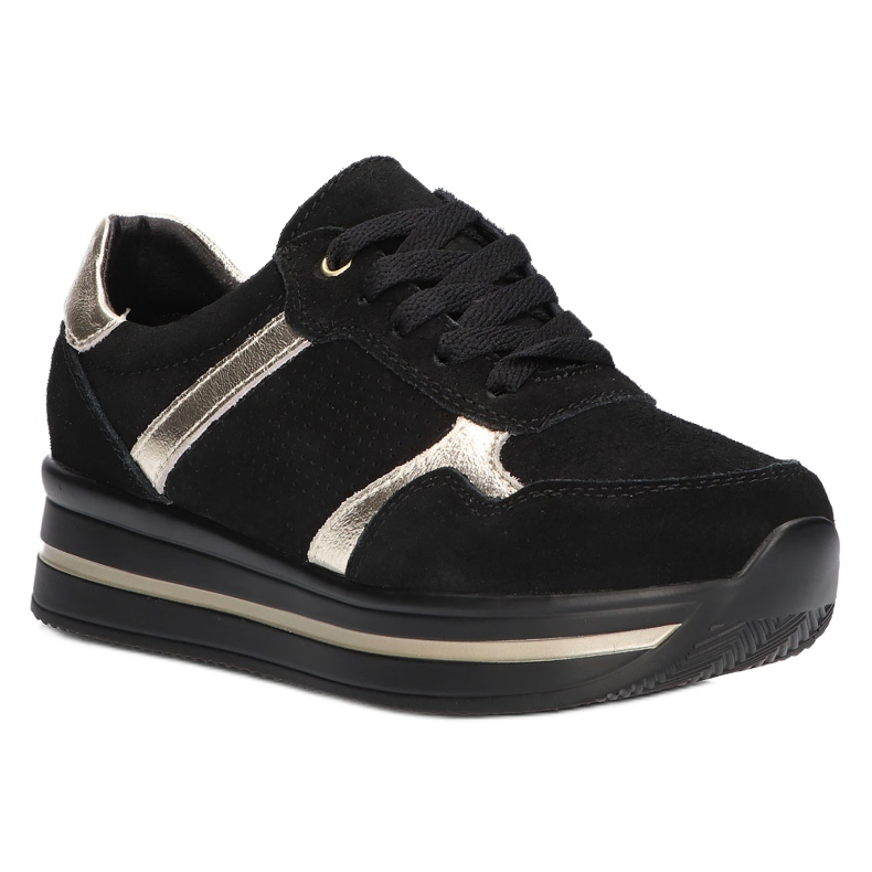 Skórzane zamszowe sneakersy Filippo DP2004/21 czarne 2