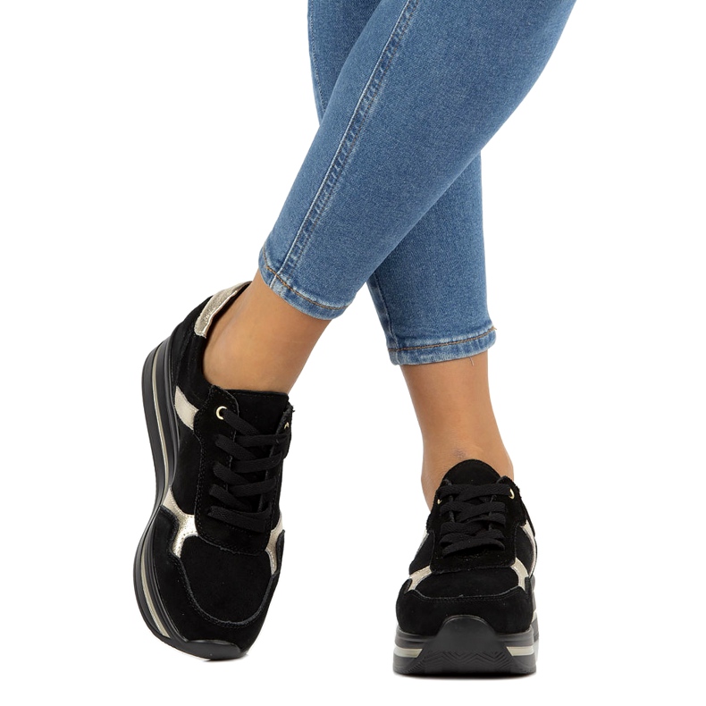 Skórzane zamszowe sneakersy Filippo DP2004/21 czarne 1