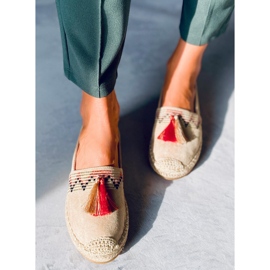Espadryle boho z frędzlem Birna Beige beżowy 2