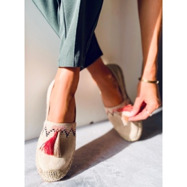 Espadryle boho z frędzlem Birna Beige beżowy 1