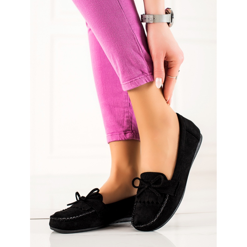 TRENDI Casualowe Zamszowe Mokasyny czarne 1