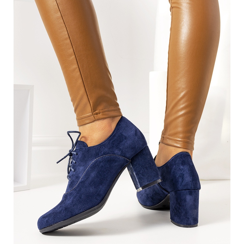 Granatowe botki na słupku Bird 2