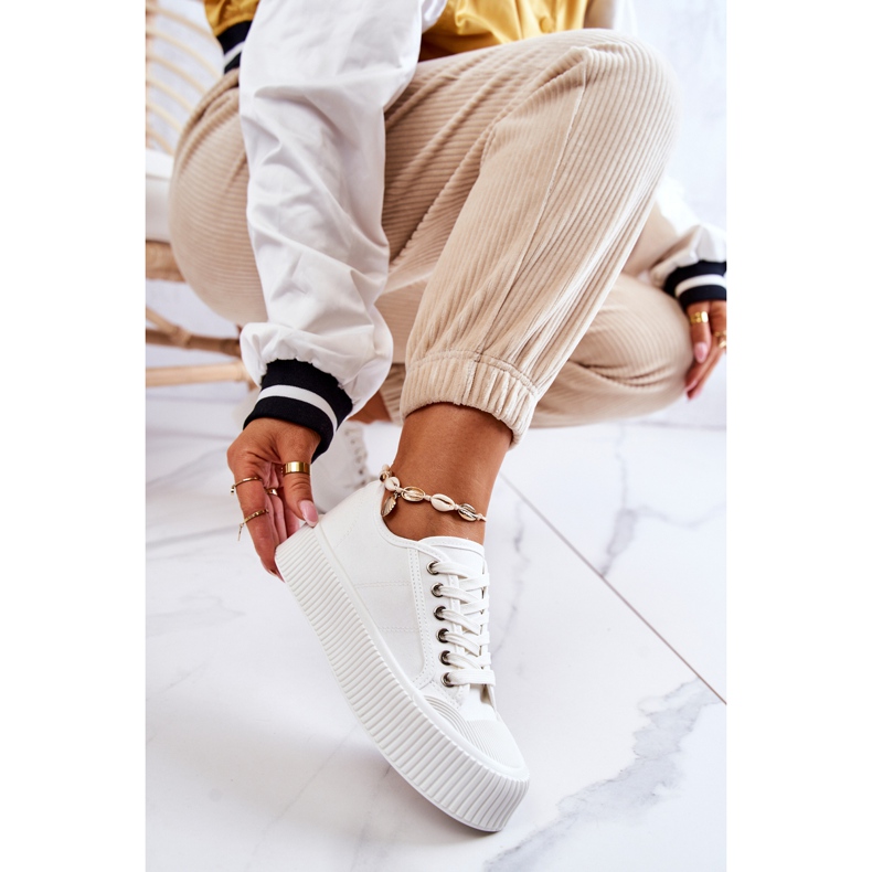 FB2 Niskie Trampki Na Platformie Białe Mischa 1