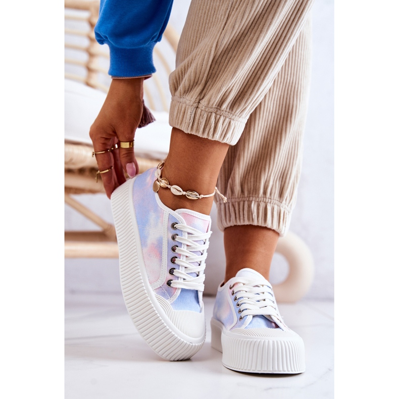 Niskie Trampki Na Platformie Niebiesko-Różowe Mischa niebieskie 2