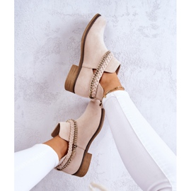 PS1 Zamszowe Botki Z Łańcuszkiem Beżowe Talitha beżowy 2