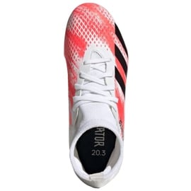 Buty piłkarskie adidas Predator 20.3 Fg Jr EG0927 białe wielokolorowe 1