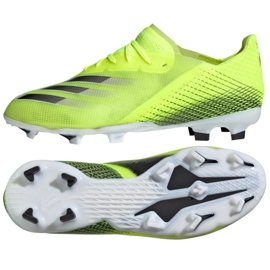 Buty piłkarskie adidas X Ghosted.1 Fg Jr FW6955 biały, żółto-zielony neon zielone 1