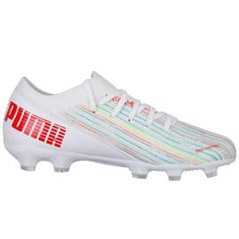 Buty piłkarskie Puma Ultra 3.2 Fg Ag Jr 106360 06 wielokolorowe białe 1