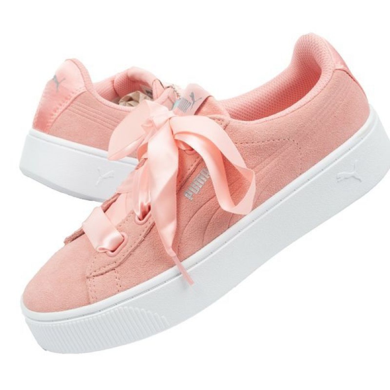 Buty Puma Vikky Stacked Ribbon S W 369731 01 różowe srebrny 1
