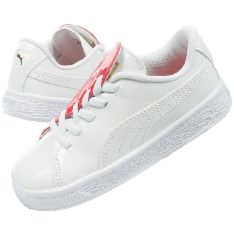 Buty Puma Basket Crush Patent Baby Jr 369675 01 białe niebieskie 1