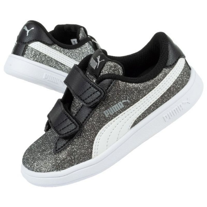 Buty Puma Smash V2 Glitz Glam Jr 367380 04 czarne srebrny 1