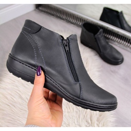 Skórzane botki komfortowe ocieplane W Helios 642 szare 1