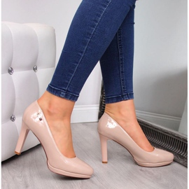 Czółenka lakierowane na platformie Sergio Leone W SK53C białe różowe 2