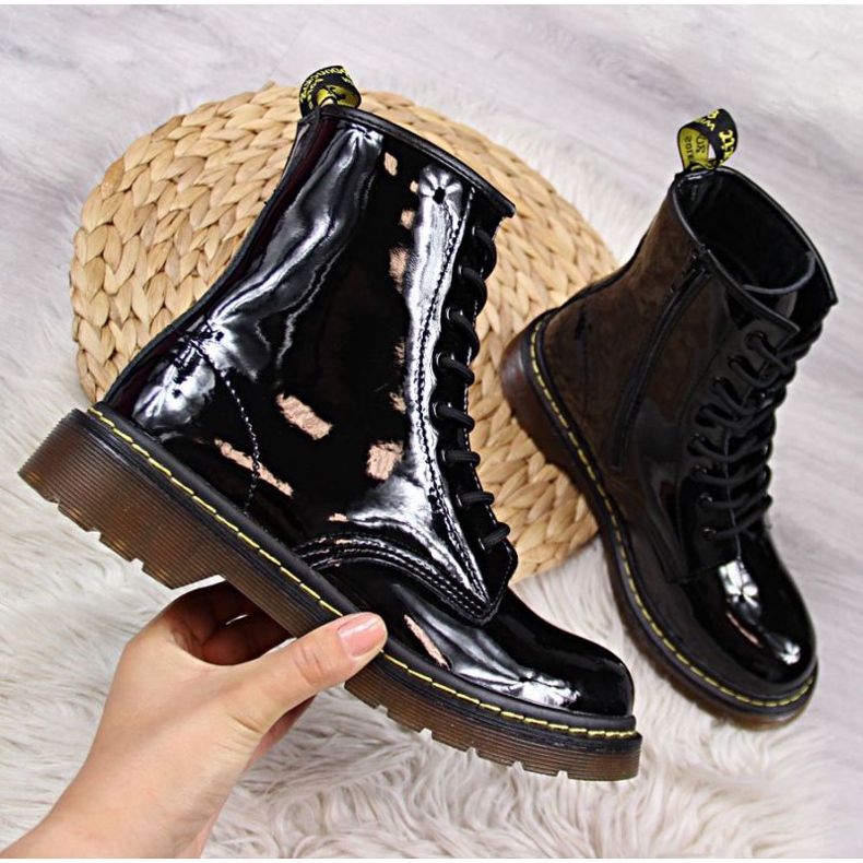 Glany skórzane lakierowane Filippo W PAW78 ocieplane czarne 1