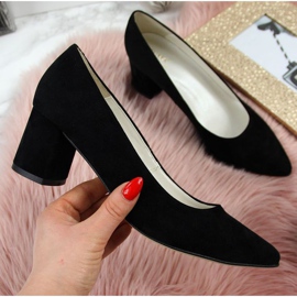 Czółenka na słupku zamszowe Juma W CIT2711D czarne 1